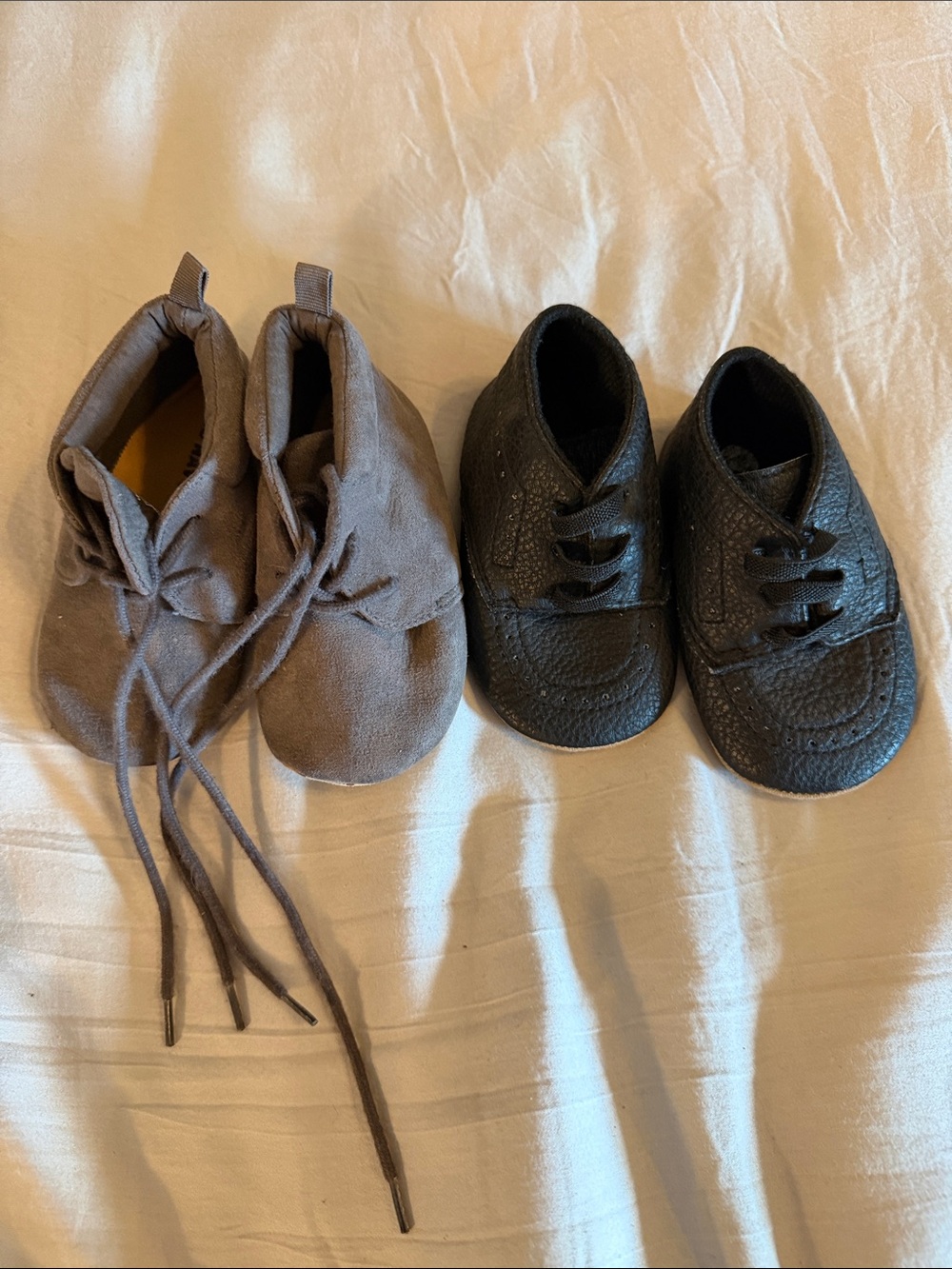 Soft Baby Walker Shoes Set in Brown and Black